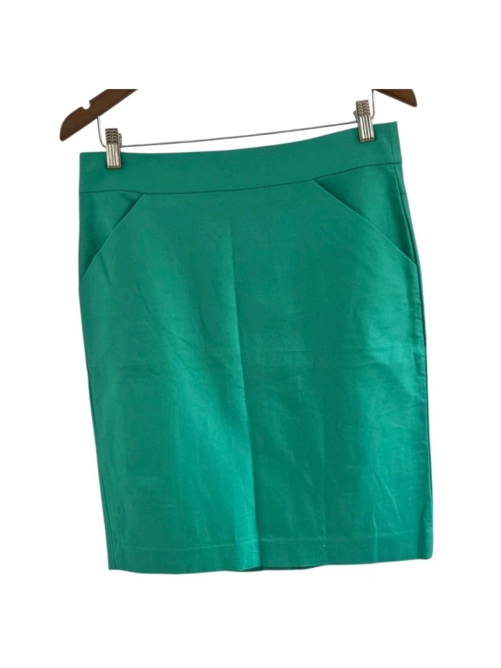 J. Crew Green Pencil Skirt Womens Size 6 Pockets Cotton New NWT